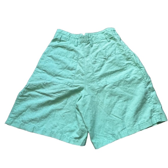 ❤Vintage 1980s Esprit Mint Green High Waisted Linen Cotton Blend Shorts Size 7/8 - Picture 2 of 5